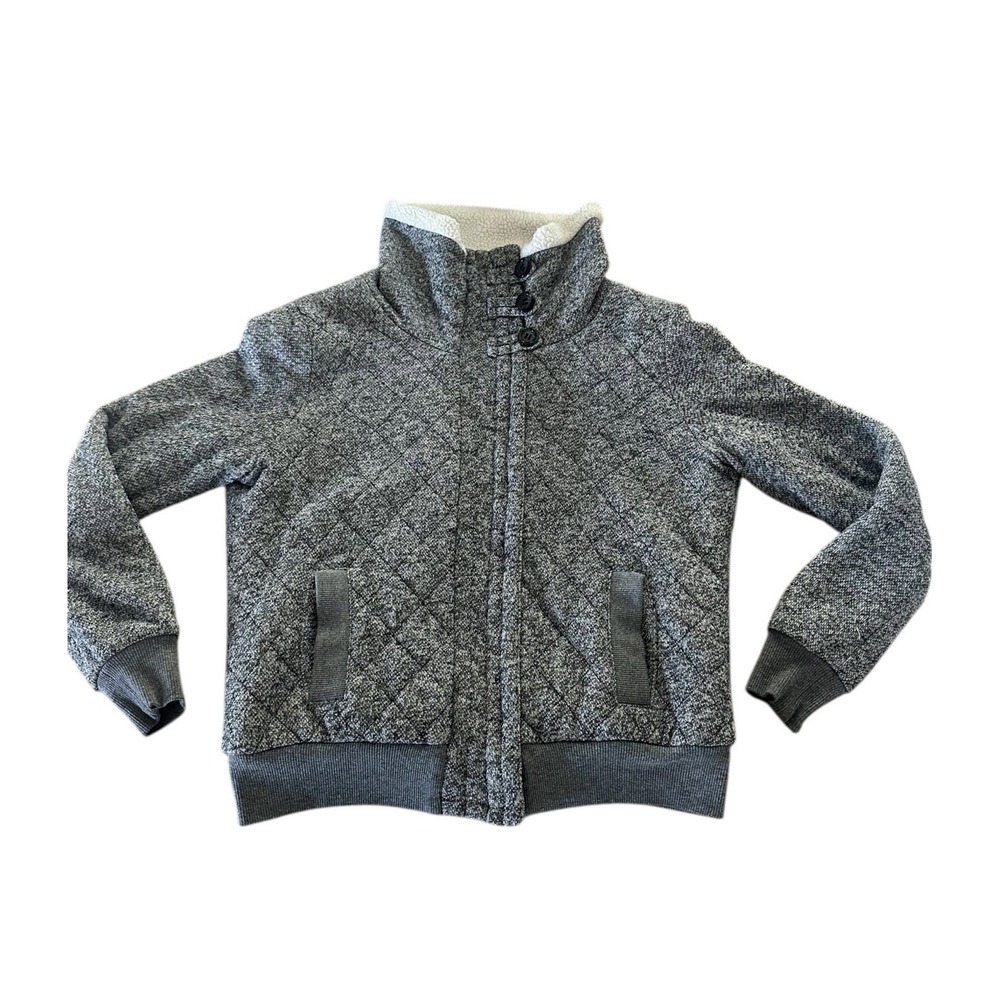 Anthropologie THML Fleece Quilted Jacket Size Medium Pockets Gray Warm Stylish